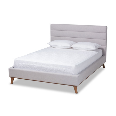 BAXTON STUDIO Erlend Mid-Century Beige Upholstered King Size Platform Bed 156-9103